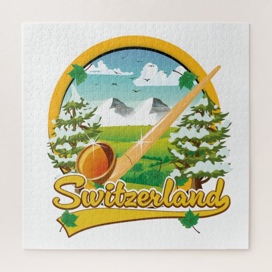 Schweiz Alphorn-Retrologo Puzzle (Vertikal)