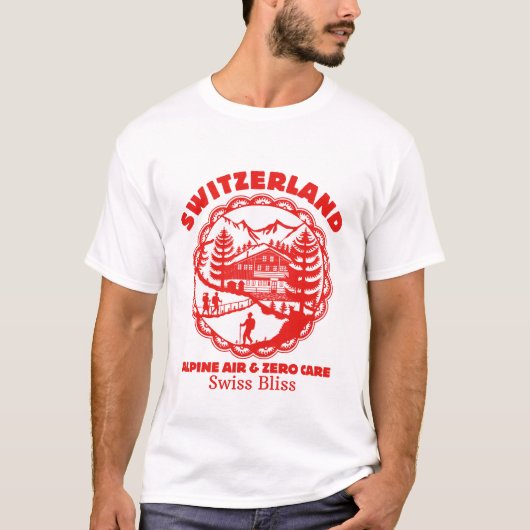 Schweiz: Alpine Luft und null Sorgen T-Shirt (Vorderseite)