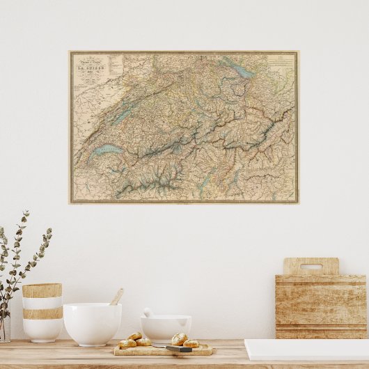 Schweiz Atlas Karte 2 Poster (Küche)