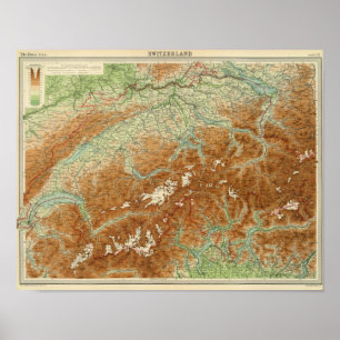 Schweiz Atlas Karte Poster