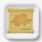 Schweiz auf Pergament Pappteller (Vorderseite)