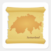 Schweiz auf Pergament Quadratischer Aufkleber (Vorderseite)