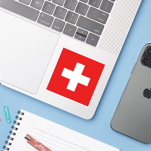 Schweiz Aufkleber (Laptop mit iPhone)