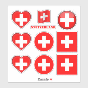 Schweiz-Aufkleber und Schweizer Flagge, Herz/Sport Aufkleber
