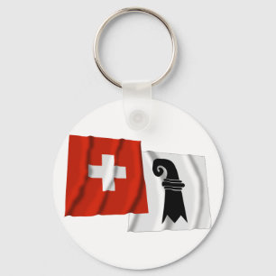 Schweiz & Basel-Stadt Waving Fahnen Schlüsselanhänger