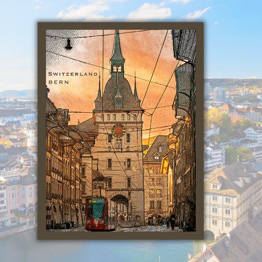 Schweiz Bern Vintage Stiftsstadt Postkarte