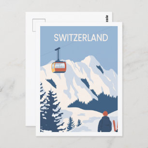 Schweiz Berühmter Reiseort Illustration Postkarte
