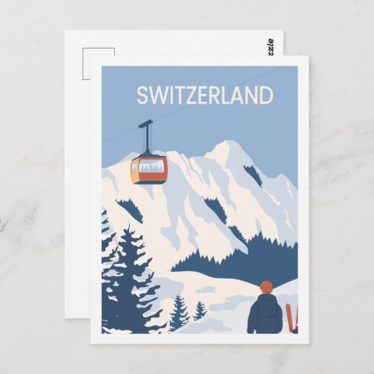 Schweiz Berühmter Reiseort Illustration Postkarte (Vorne/Hinten)