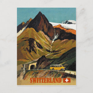 Schweiz Busreise Vintag Postkarte