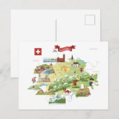 Schweiz Cartoon Karte (Vorne/Hinten)