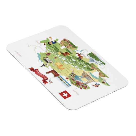 Schweiz Cartoon Karte Magnet (Rechte Seite)