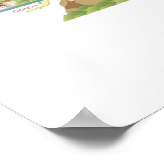 Schweiz Cartoon Karte Poster (Ecke)