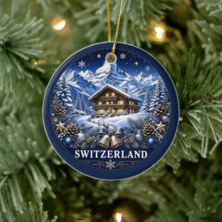 Schweiz-Chalet-Souvenir Keramik Ornament
