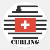 Schweiz Curling Runder Aufkleber (Vorderseite)