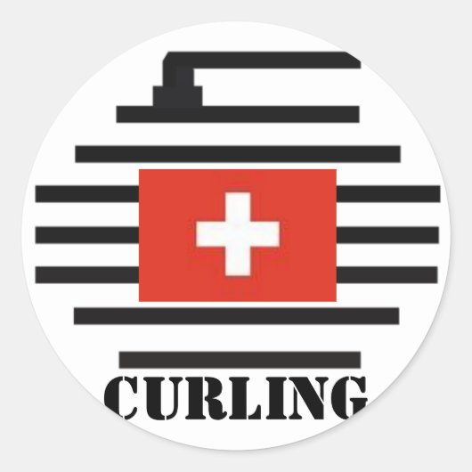 Schweiz Curling Runder Aufkleber (Vorderseite)