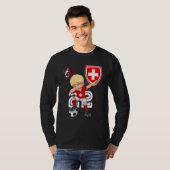 Schweiz Dabbing Fußball Junge Schweizer Flagge Fuß T-Shirt (Vorne ganz)