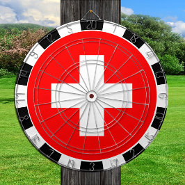 Schweiz - Dartboard & Swiss Flag / Spielbrett Dartscheibe