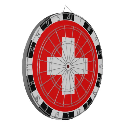Schweiz - Dartboard & Swiss Flag / Spielbrett Dartscheibe (Vorderseite Links)