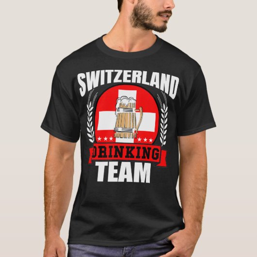Schweiz Drink Team Funny Swiss Flag Bär T-Shirt (Vorderseite)