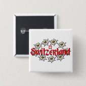 Schweiz Edelweiss Sq Button (Vorne & Hinten)