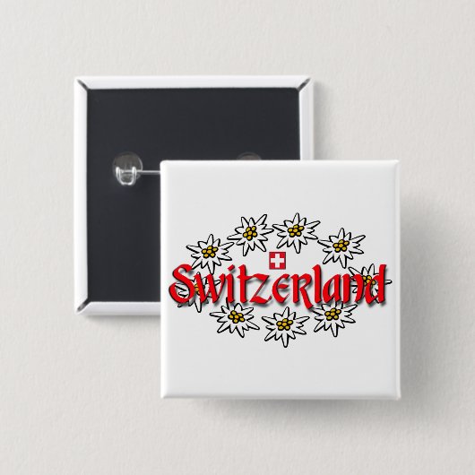 Schweiz Edelweiss Sq Button (Vorne & Hinten)