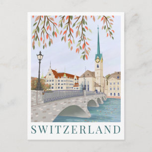 Schweiz Europa Reise Illustration Postkarte