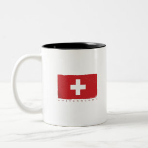 SCHWEIZ-Fahne für Schweizer Lover Zweifarbige Tasse