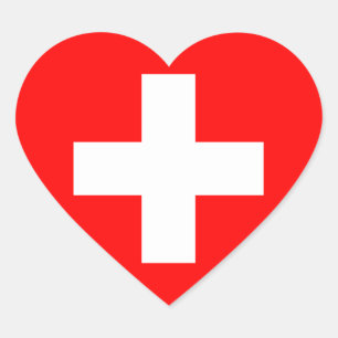 Schweiz-Flag-Heftsticker Herz-Aufkleber