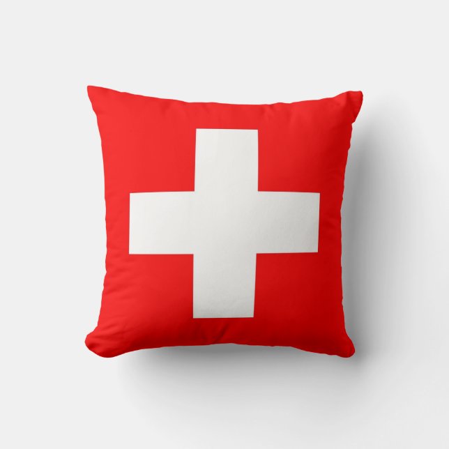 Schweiz Flagge auf amerikanischem MoJo-Pillow Kissen (Vorderseite)