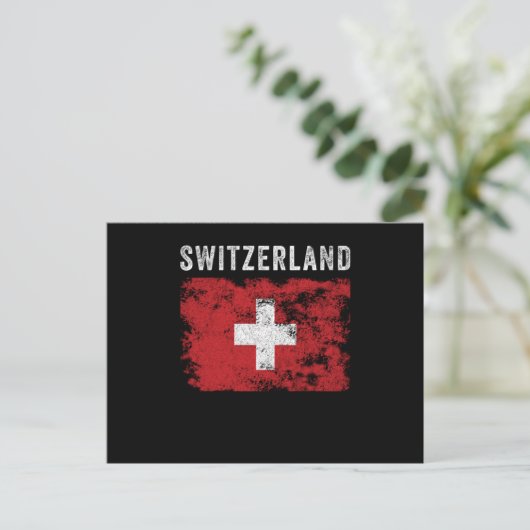 Schweiz Flagge beschädigt - Schweizer Flagge Postkarte (Stehend Vorderseite)