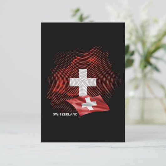 Schweiz Flagge Dankeskarte (Stehend Vorderseite)