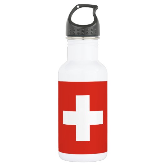 Schweiz Flagge Edelstahlflasche (Vorderseite)