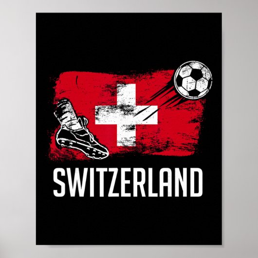 Schweiz Flagge Jersey Schweizer Fußballteam Schwei Poster (Vorne)