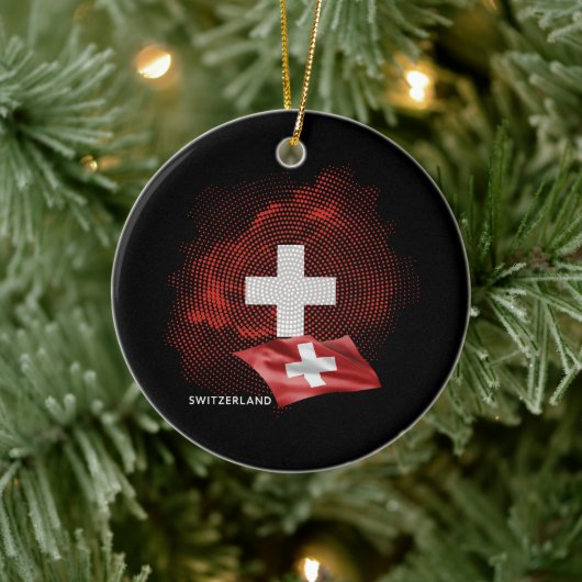 Schweiz Flagge Keramik Ornament (Baum)