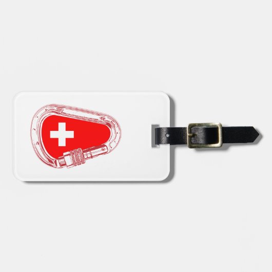Schweiz Flagge Klettersteig Carabiner Gepäckanhänger (Vorderseite horizontal)