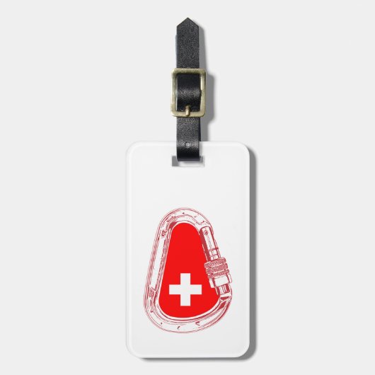 Schweiz Flagge Klettersteig Carabiner Gepäckanhänger (Vorderseite vertikal)