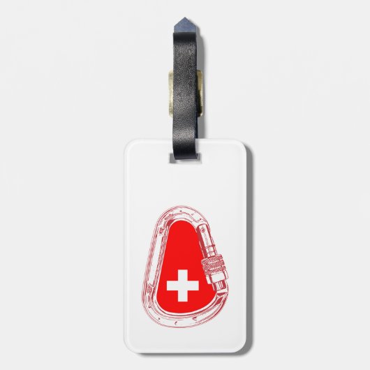 Schweiz Flagge Klettersteig Carabiner Gepäckanhänger (Rückseite vertikal)
