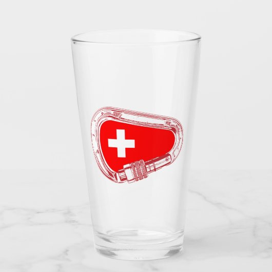 Schweiz Flagge Klettersteig Carabiner Glas (Vorderseite)