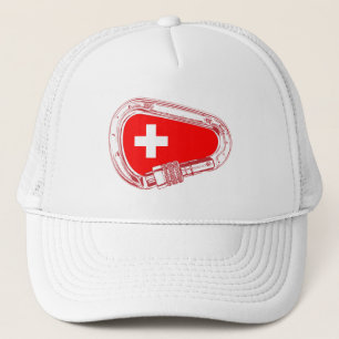 Schweiz Flagge Klettersteig Carabiner Truckerkappe