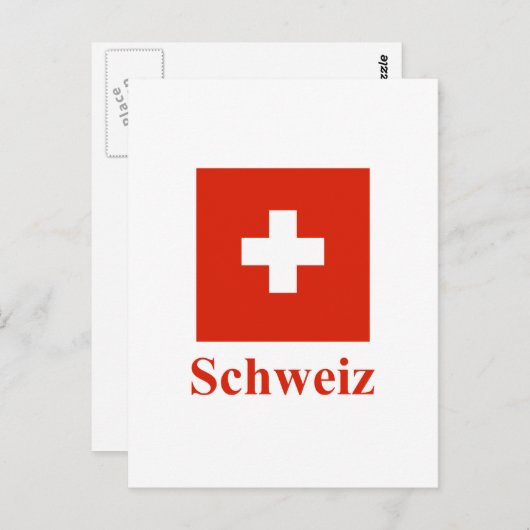 Schweiz Flagge mit Name in deutscher Sprache Postkarte (Vorne/Hinten)