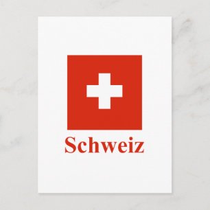 Schweiz Flagge mit Name in deutscher Sprache Postkarte