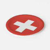 Schweiz Flagge Pappteller (Schrägansicht)