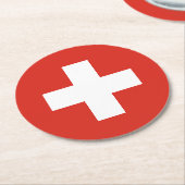 Schweiz Flagge Runder Pappuntersetzer (Angewinkelt)