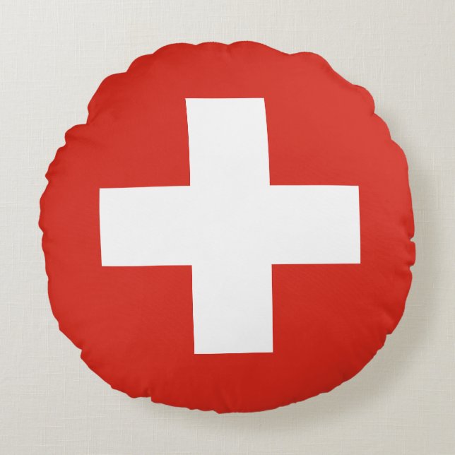 Schweiz Flagge Rundes Kissen (Vorderseite)