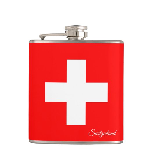 Schweiz Flagge / Schweiz / Sportfans Flachmann (Vorderseite)