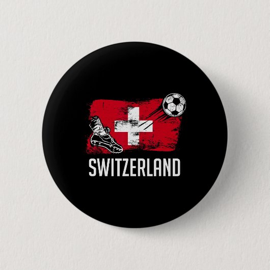 Schweiz Flagge Trikot Schweizer Fussballteam Schwe Button (Vorderseite)