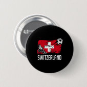 Schweiz Flagge Trikot Schweizer Fussballteam Schwe Button (Vorne & Hinten)