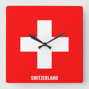 Schweiz Flaggen Dazzling Patriotic Quadratische Wanduhr