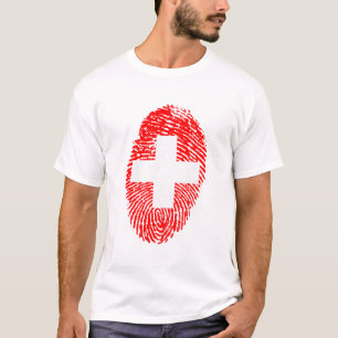 Schweiz Flaggen Fingerabdruck Land Prix T-Shirt