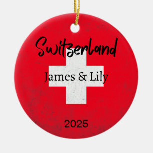 Schweiz Flaggen-Ornament, Personalisiertes Schweiz Keramik Ornament
